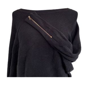 Vintage Carmen Marc Valvo Black Dolman Sleeve Soft Ribbed Sweater Size Large